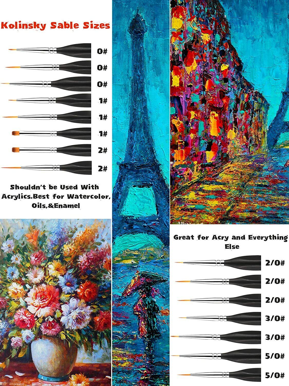 UK Extra Fine Detail Paint Painting Brushes Set of 15 Art Miniatures Model Maker