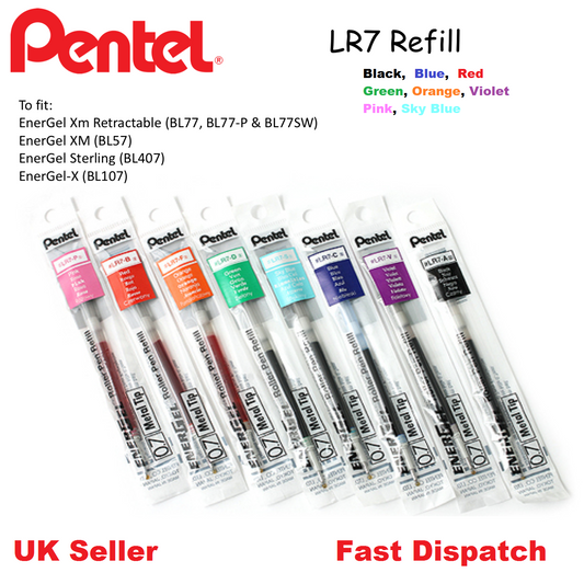 Pentel LR7 Refill For Energel BL77 BL57 BL407 BL107-0.7mm - All Colors Available