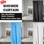 Shower Curtain Bathroom Plastic Waterproof Mildew Splash Resistant Plain 12 Hook