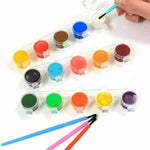 12 Poster paints with 3 Brushes Set Paint Children's Art & Crafts 15 piece