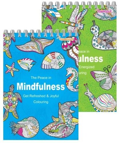 2 x Books Adult Coloring Book Spiral Mindfulness Relaxing Anti-Stress 90 Patterns