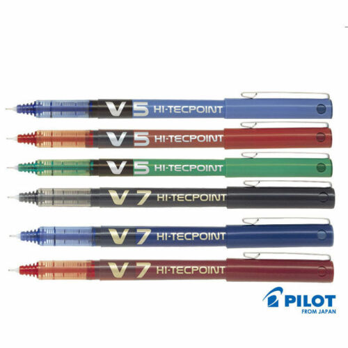 PILOT HI-TECHPOINT V7 0.7 LIQUID INK ROLLERBALL PEN BLACK RED BLUE GREEN