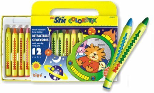 12 Assorted Colour Retractable Crayons Stic