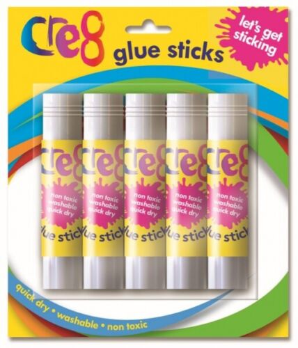 PACK OF 5 GLUE STICKS NON TOXIC WASHABLE QUICK DRY CHILDRENS ARTS CRAFTS SCHOOL